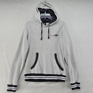 New England Patriots NFL Sherpa Hoodie Medium Gray White Cozy Soft Fan Cloth
